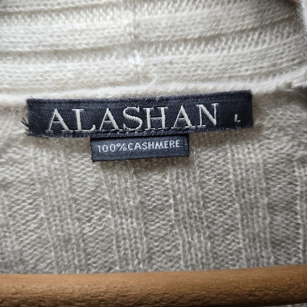 Alashan Womens Cashmere Open Front Cardigan Size L Cream Quiet Luxury Minimalist - Picture 4 of 14